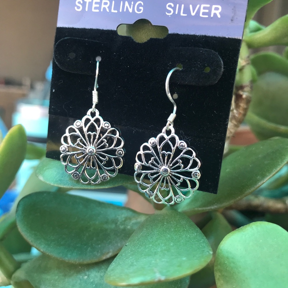 NEW Sterling Silver Snowflake Dangle Earrings
